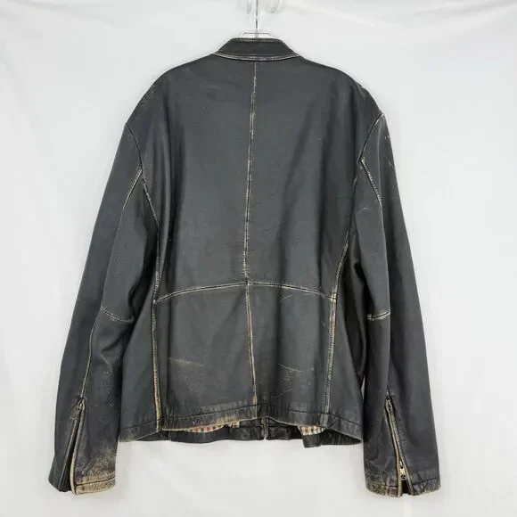 Top Gun Leather Jacket Mens XXL Distressed Moto Aviator Vintage Aviation - Picture 4 of 16